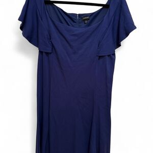 Torrid Women's Navy Blue Knee Length Ruffle Short Sleeve Round Neck Dress